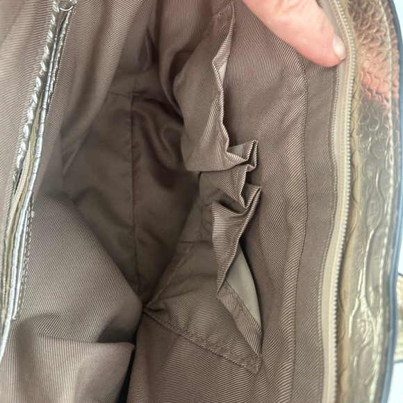 London Fog Gold Metallic Linen Snakeskin Tote Large Bag Purse Preppy Chic Summer - Picture 14 of 14